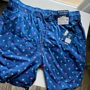 Beach Bros Flamingo Palm Navy Pull On Short‎ Size XL